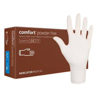 MERCATOR Vinylhandschuh comfort, puderfrei, Untersuchungs- und Schutzhandschuhe, natürlicher Latex Handschuh