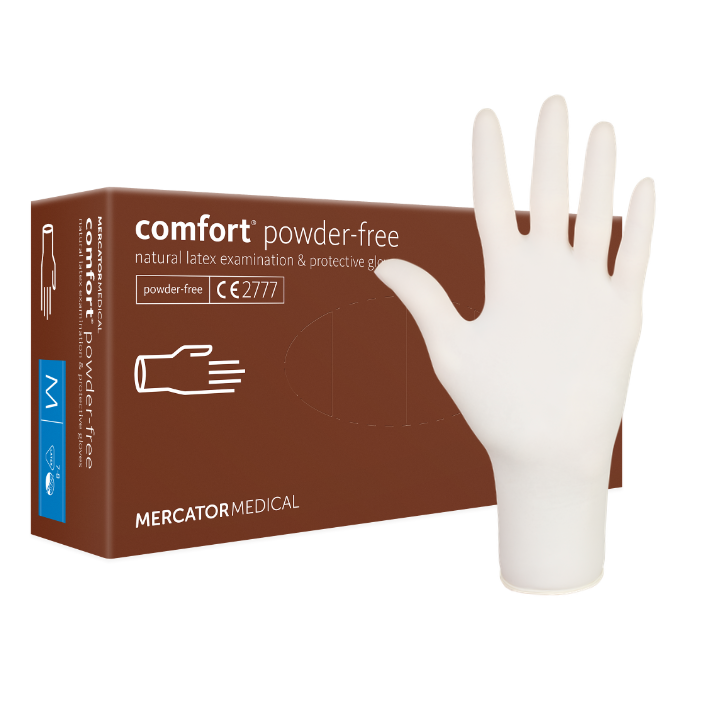 MERCATOR Vinylhandschuh comfort, puderfrei, Untersuchungs- und Schutzhandschuhe, natürlicher Latex Handschuh
